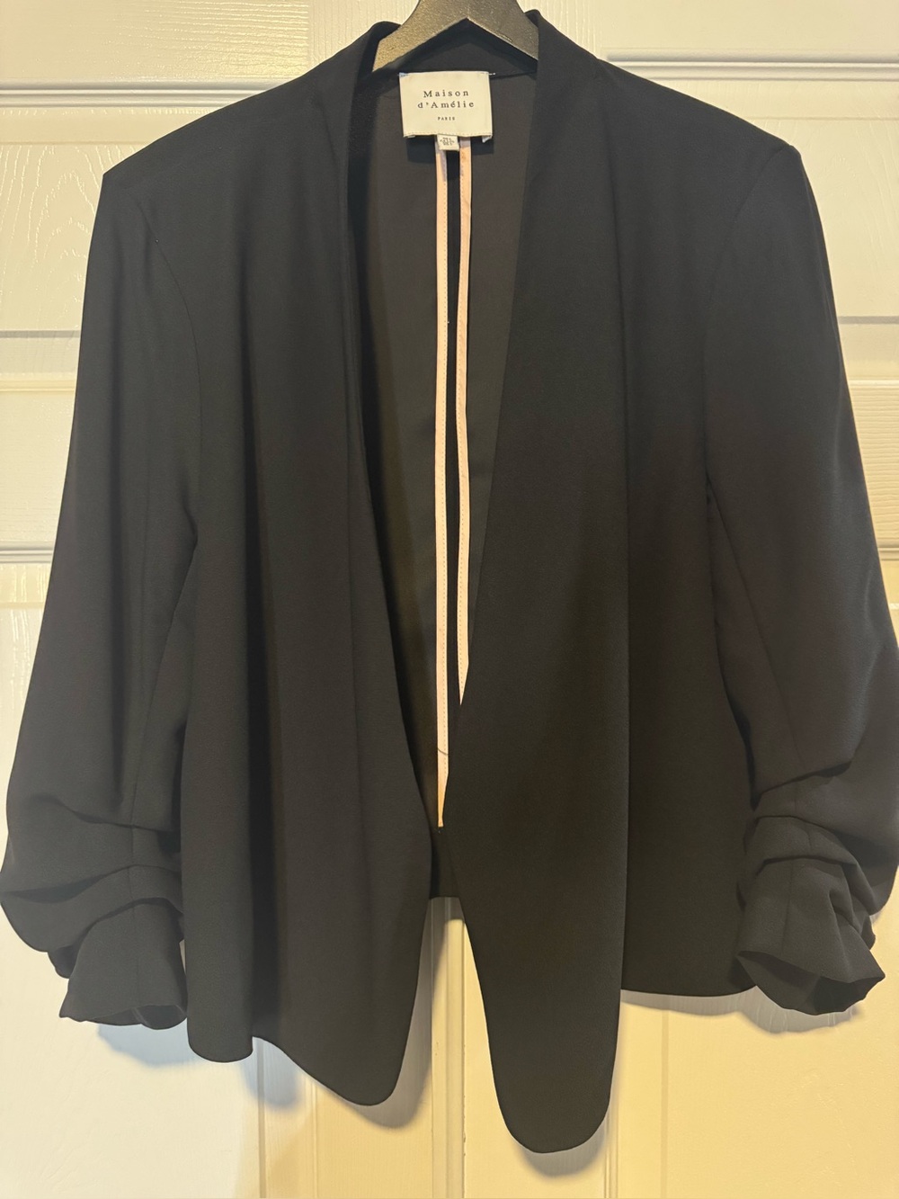 Women's Black Open-Front Cropped Blazer Jacket